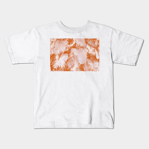 Orange Palm Leaves Kids T-Shirt by cesartorresart